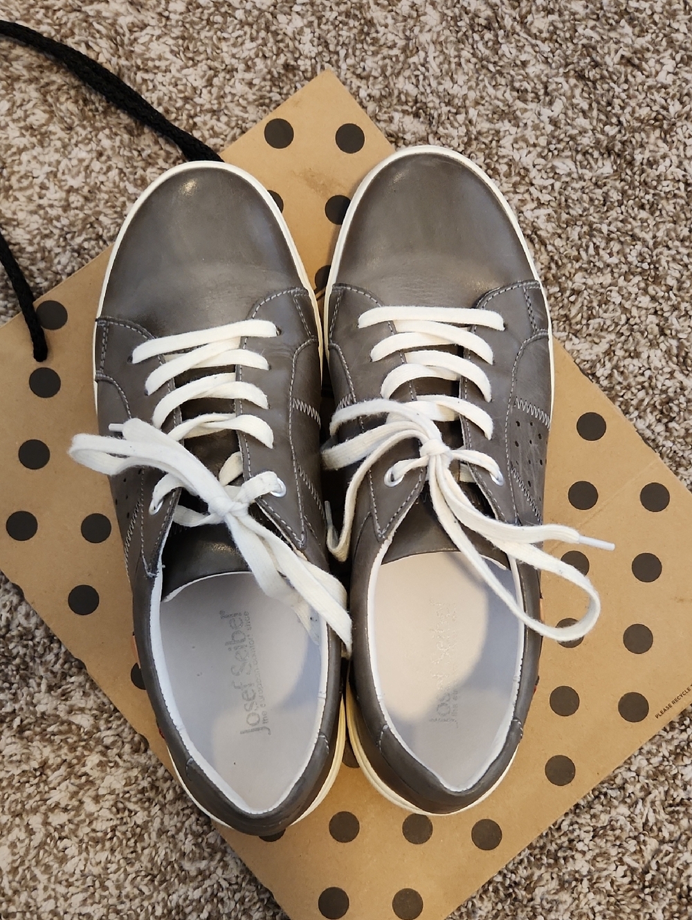 Josef Seibel Gray Women's Leather Lace-Up Sneakers Sz 40
